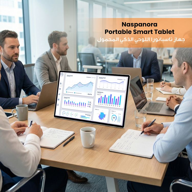 Porodo Naspanora Portable Smart Tablet with 24.5" FHD Touch Screen, Android 14, 8GB RAM, 2 Hours Charging Time, 8MP Camera, Wi-Fi 6, Bluetooth V5.2, Studio-Level Sound Quality - White