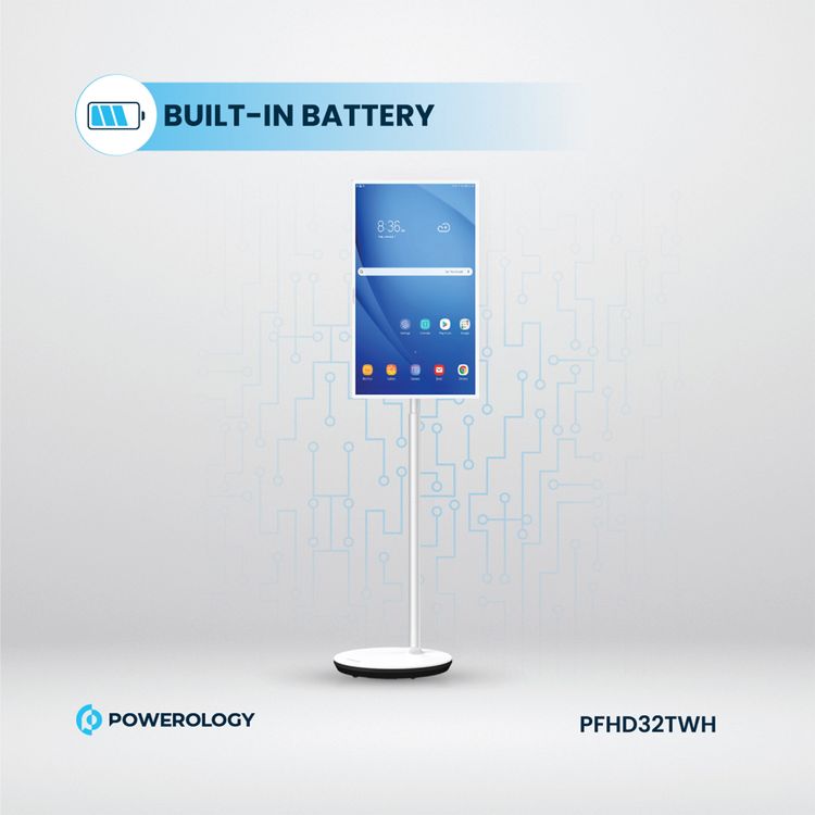 Powerology 32" Android Smart Screen, 1920x1080 Pixels, 65W, Android 10, 4GB Ram - White