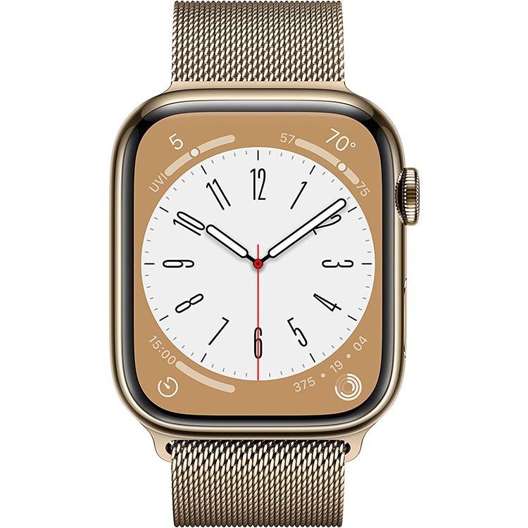 Apple watch series 8 (GPS + Cellular) - Gold Stainless Steel Case, Gold Milanese Loop - 45 MM
