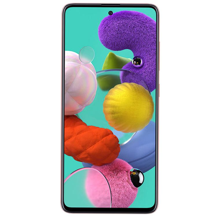 Samsung Galaxy A51 Smartphone Dual SIM 4G LTE 6GB RAM / 128 GB, Ultra High-Resolution Quad Camera, 4K Video, Exynos Chipset, 4000 mAh All Day Battery, LED flash, panorama, HDR Camera - Pink