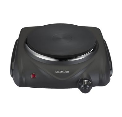 Green Lion Electric Stove with Single Hot Plate, 6 Heating Levels, Anti-Slip Base, Power Indicator, Easy-to-Clean Design, Thermostat Control, Iron & Plastic Material, 50-500° C Temperature Range, 70cm BS Plug - Black