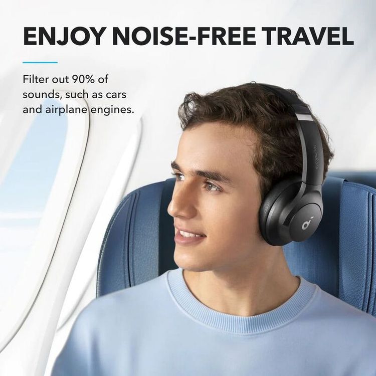 Soundcore Q20I Hybrid Active Noise Cancelling Headphones with Up to 60 Hours Battery Life, Transparency Mode, Dual Device Connectivity, Soundcore App - Black
