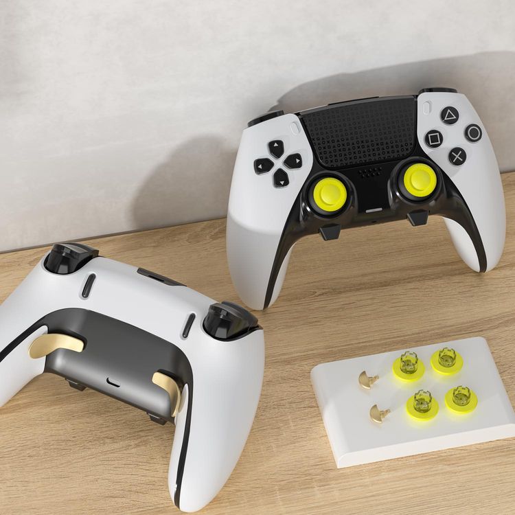 Porodo Gaming PS5 Edge Controller Stick Caps with Multiple Heights and Styles, Ergonomic Fit for Extended Gaming Sessions, Improves Accuracy and Comfort During Gameplay, Precision Cut, Easy to Attach and Remove - Yellow