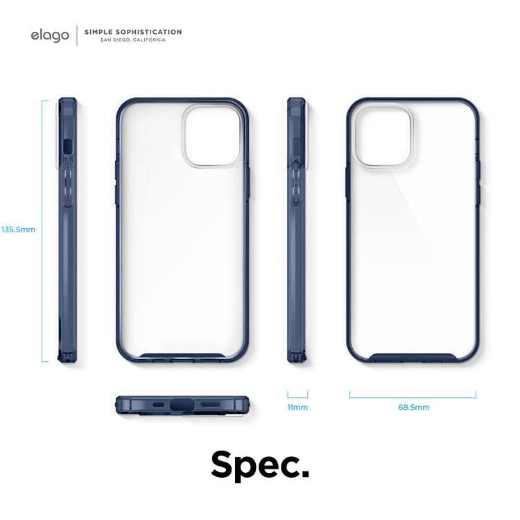 Elago Hybrid Case Compatible w/ iPhone 12 Mini (5.4")Ultimate Protection, Raised Bezel for More Protection, Supports Wireless Charge, Anti-Yellowing, Shock Absorbing - Jean Indigo