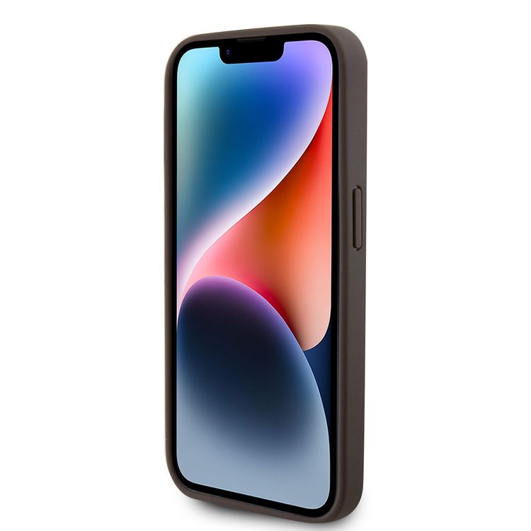 Guess PU Leather Case with 4G Triangle Strass & Triangle Logo - Brown - iPhone 15 Pro Max