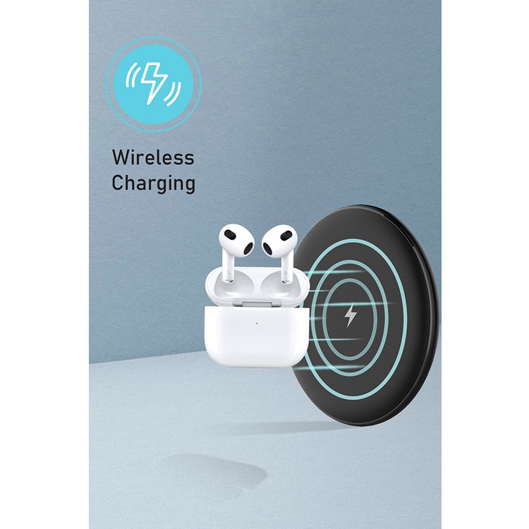 Porodo Blue Deep Bass Wireless Earbuds 3, 20 Hours Working Time, Type-C Charging Port, Environmental Noise Cancellation, Independent Earbuds, Touch Control - White