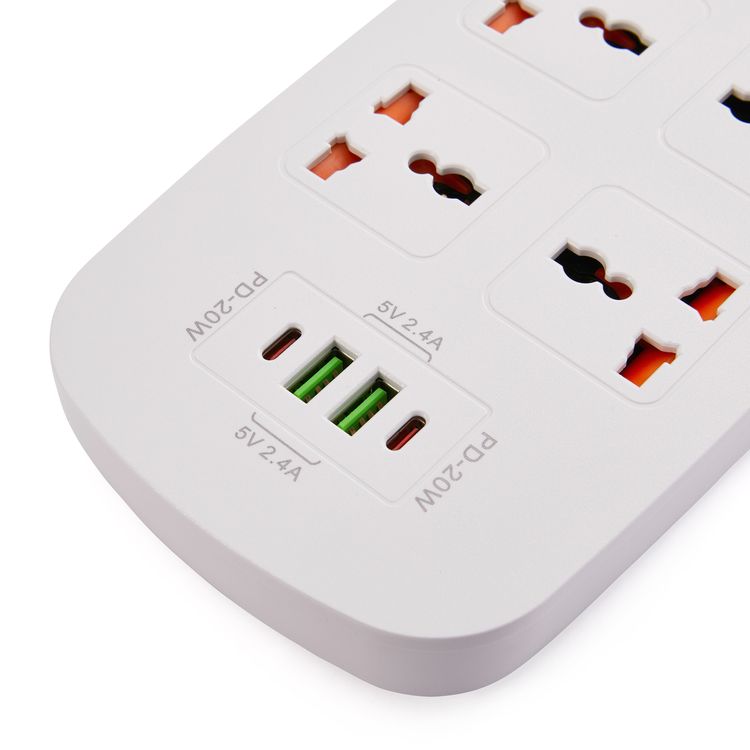 Green Lion Multiport Smart Power Socket, 4 AC Sockets, 2 USB-A & 2 USB-C Ports, 1-24 Hours Timer Function, Over Voltage, Over Current & Over Heat Protection, Power Surge Protection - White
