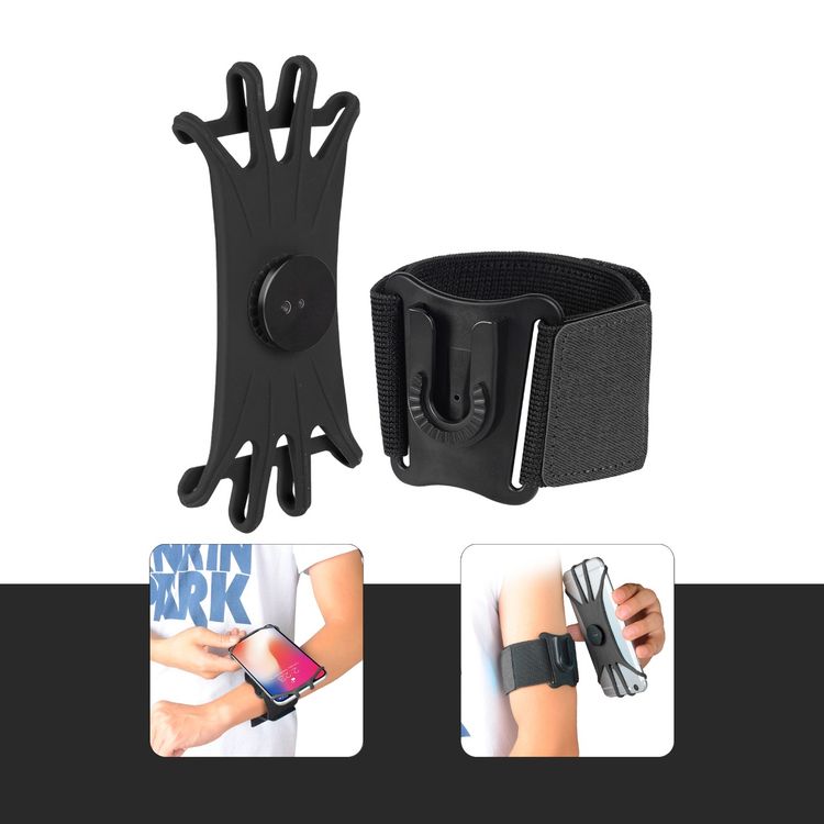 Green Lion Detachable Sports Armband (4" - 6.8") with Adjustable Elastic Band, 360 Degree Rotation Flexible Operation, Comfortable & Breathable to Wear - Black
