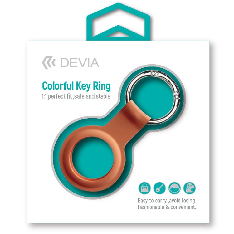 Devia Silicone Case with Key Ring Compatible with AirTag, Anti-Scratch Case, Protective Skin Cover, Easy to Carry Anti-Lost Holder Suitable for AirTag Bluetooth Tracker Orange