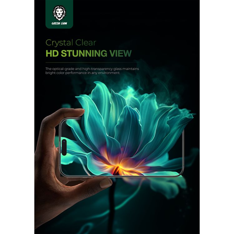 Green Lion Albert AR Screen Protector for iPhone 16 Pro Max, Anti-Dust, Crystal Clear, Anti Fingerprint, High Transmission, 9H Diamond Hardness, Sensitive Touch - Clear