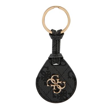 CG MOBILE Guess Big 4G PU Flat Ring Case for AirTag, Anti-Lost Holder with Key Ring Suitable for AirTag Bluetooth Tracker, Easy to Attach Keys Officially Licensed Black