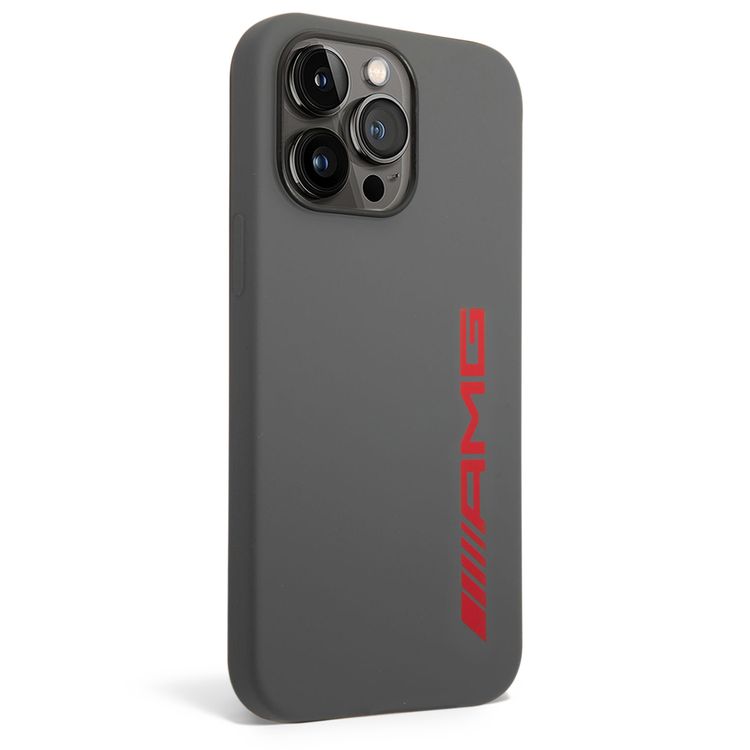 AMG Liquid Silicone Case with Colorful AMG Logo Bumper ProtectioniPhone 14 Pro Max Compatibility - Red