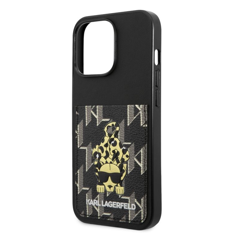 Karl Lagerfeld PU Leather Case With Monogram Karlimals Design Cardslot compatible with iPhone 13 Pro - Black