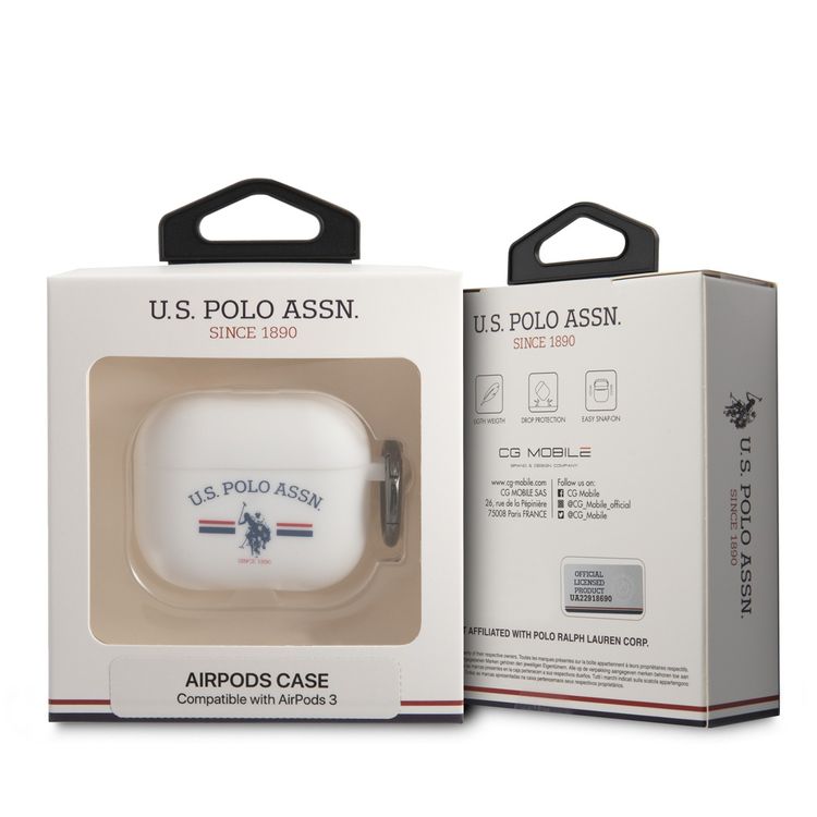 U.S.Polo Assn.Silicone Horses Flag Case for Airpods 3 - White