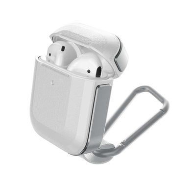 أكس-دوريا جراب ديفينس تريك ممتص للصدمات من الألمنيوم متوافق مع إيربودز 1 & 2- غطاء بتصميم أملس - حماية 360 درجة - ضوء الشحن مرئي - فضي