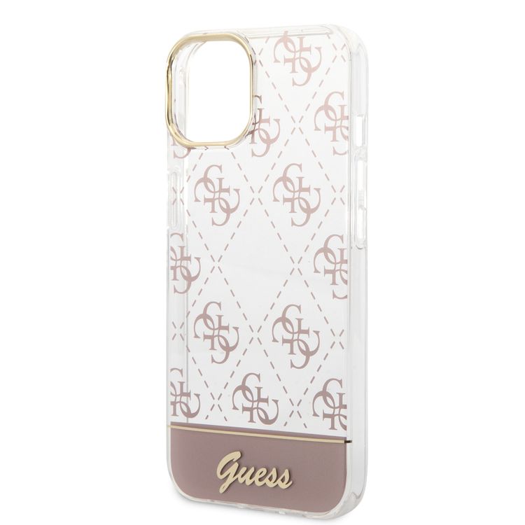 Guess IML Case With Electroplated 4G Pattern & Bottom Stripe Script Logo - Pink