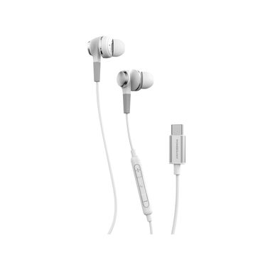 Powerology Stereo Earphones with Type-C Connection, HD Sound Quality, 5mW Power Max, 1.2m Cable Length, Button Control, Hi-Fi Audio, Crystal-Clear Audio, Lightweight & Comfortable Design - White
