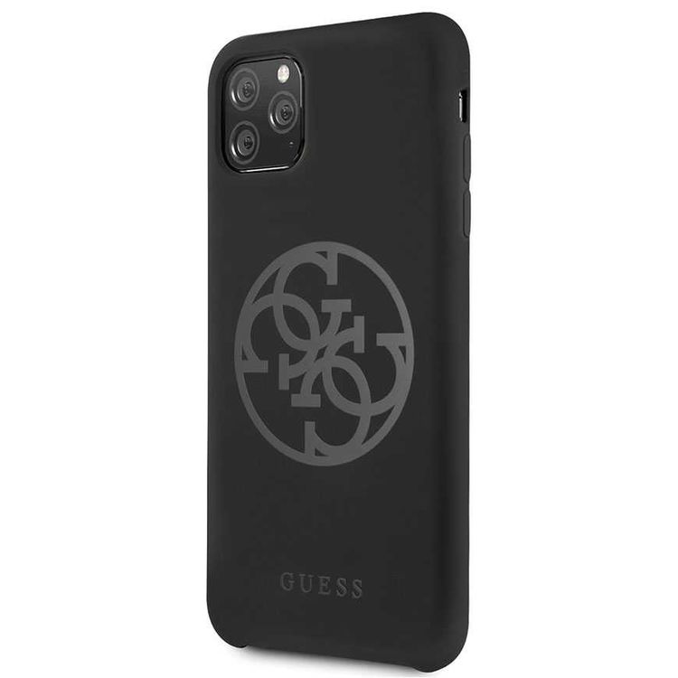 CG MOBILE Guess 4G Tone Logo Silicone Phone Case Compatible for iPhone 11 Pro (5.8") Anti-Scratch Mobile Case Officially Licensed - Black