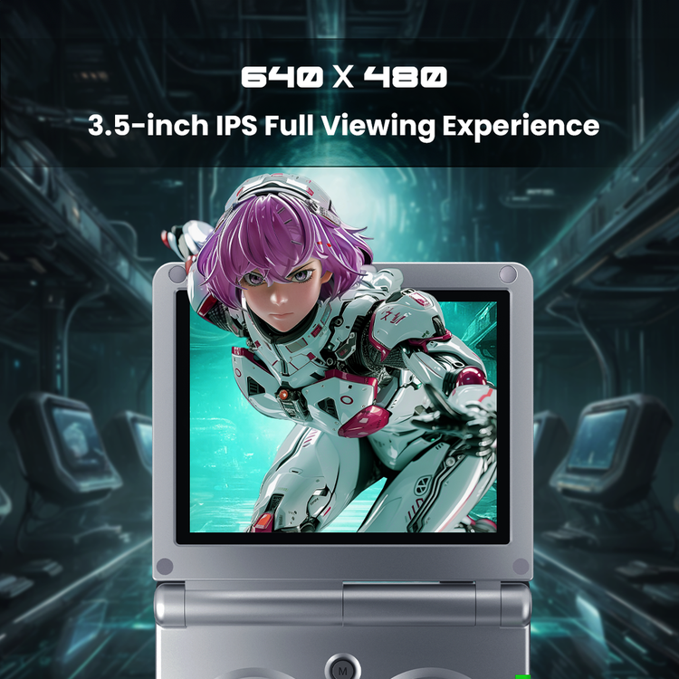 Green Lion GP Pro Fold Gaming Console with Dual-Core G31 MP2 GPU, Vibrating Motor, HDMI Output, Supports Up-to 512GB TF Card, 3.5 Inches IPS Screen, 640×480 Pixels Resolution, 3300mAh Battery, 8 Hours Working Time - Silver