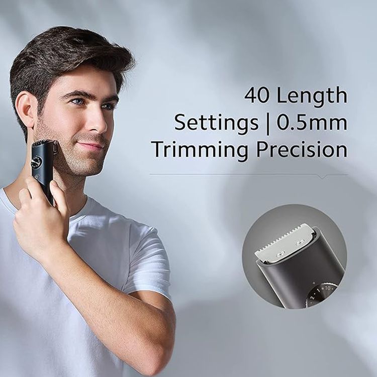 مجموعة العناية الشخصية Xiaomi Grooming Kit Pro مع وظيفة السلك واللاسلكية، حتى 90 دقيقة من وقت العمل، بطارية ليثيوم أيون بسعة 800 مللي أمبير في الساعة، 40 إعداد طول، دقة قص تصل إلى 0.5 مم، شحن سريع، قفل للسفر، مستوى مقاومة الماء IPX7 - باللون الأسود.