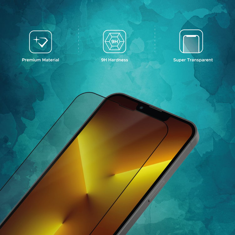 واقي شاشة أسود مطفي من Liberty Guard بحافة مستديرة سوداء لهاتف iPhone 13 Pro Max، مضاد للصدمات والتأثيرات - شفاف