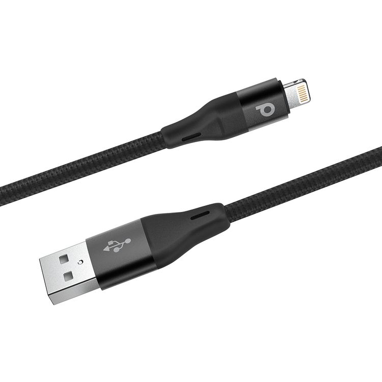 Porodo Aluminum Braided Lightning Cable 1.2M 2.4A - Black
