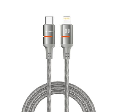 Porodo Type-C to Lightning Braided Cable with 30W Power Delivery, 3m Cable Length, Fast Charging & Data Transfer, Tangle-Free Design - Gray