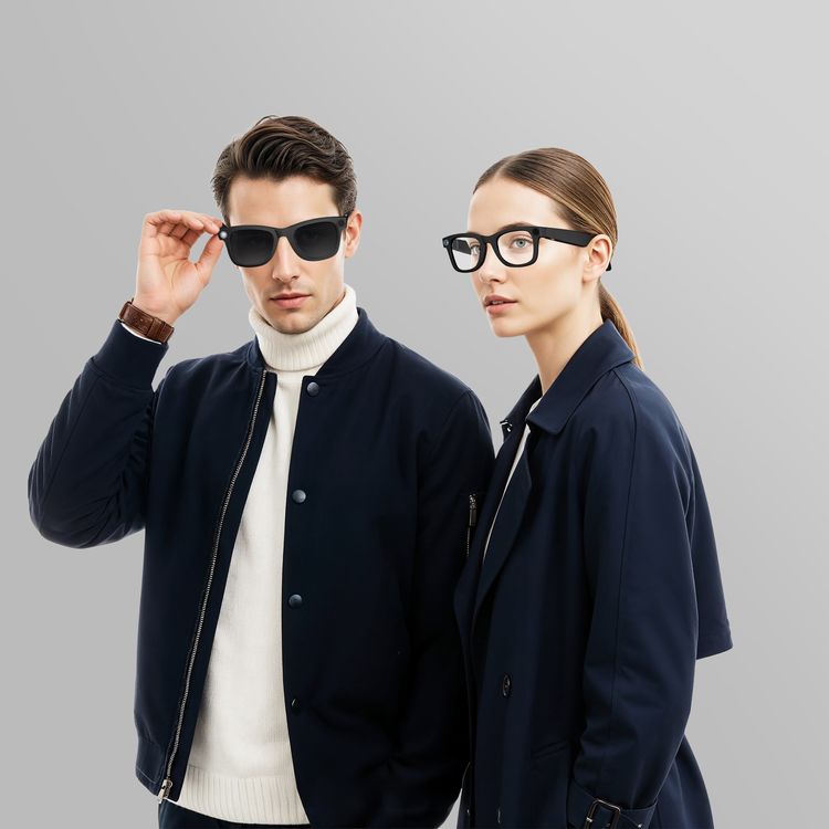 Green Lion Rayna AI Smart Glasses with ChatGPT-Powered Translation, Noise-Reduction Microphone, AI Voice Assistant, Transparent Lens, Blue Light Filter, 10 Hours Playtime, 1080 pixels Full HD Stabilized Video, Lightweight & Comfortable Frame - Black