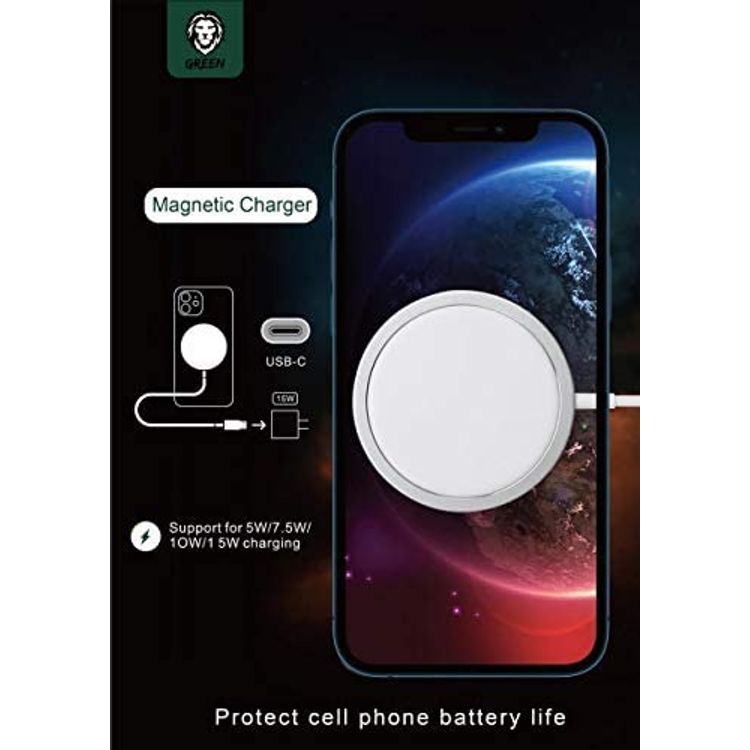 Green Lion Wireless Magnetic Charger 15W for iPhone 12 Series - White