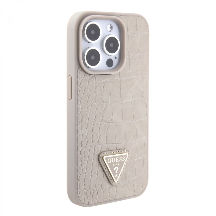 Guess Croco Case with Triangle Logo - Taupe - iPhone 15 Pro Max
