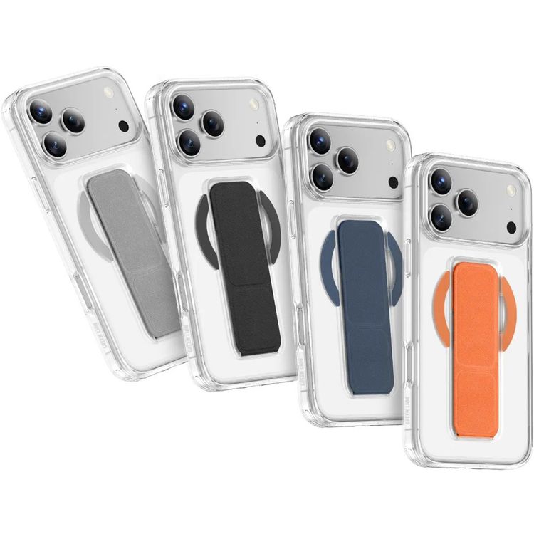 Green Lion MagSafe Leather Grip Case for iPhone 17 Pro Max, Crystal Clear, Scratch Resistance, Leather Grip Strap, Strong Magnets, Military Grade Protection - Silver