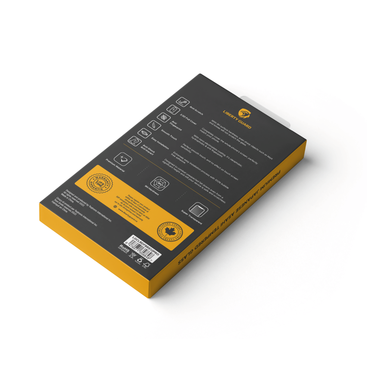 واقي شاشة Liberty Guard كامل الحواف المستديرة لهاتف iPhone 12/12 Pro مع فلتر غبار ومضاد للصدمات والتأثير - أسود