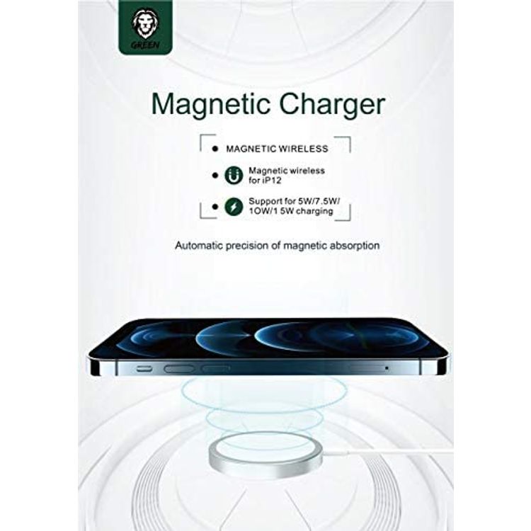 Green Lion Wireless Magnetic Charger 15W for iPhone 12 Series - White