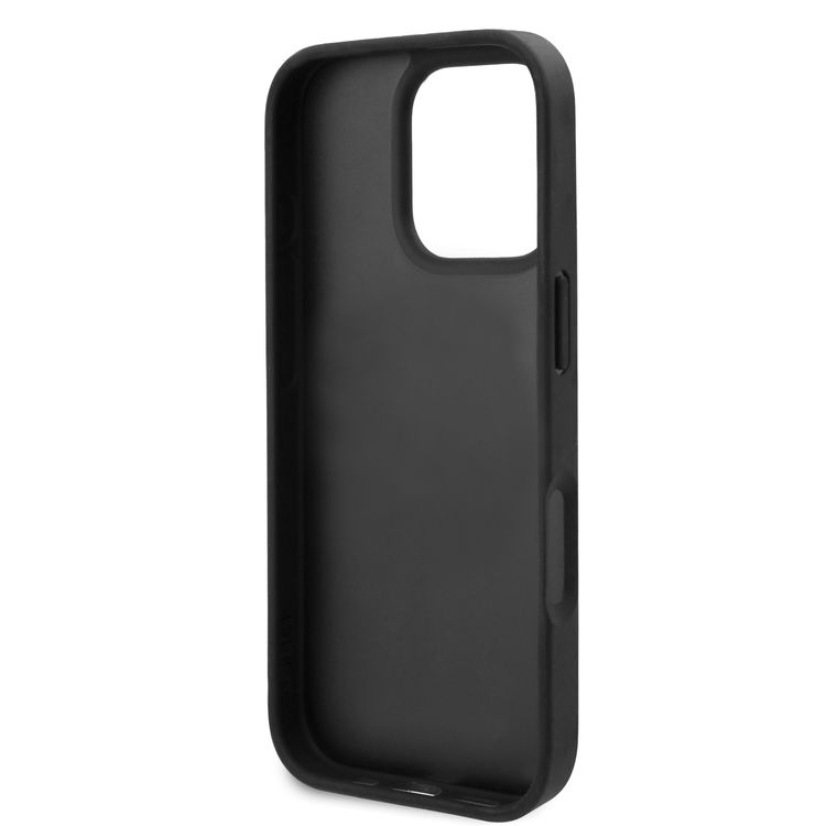 Karl Lagerfeld PU Hard Case for iPhone 16 Pro Max with Karl Lagerfeld Hot Stamp, Slim Profile, Lightweight, Sustainable Packaging, Comfortable Grip, Easy Snap-on  - Black
