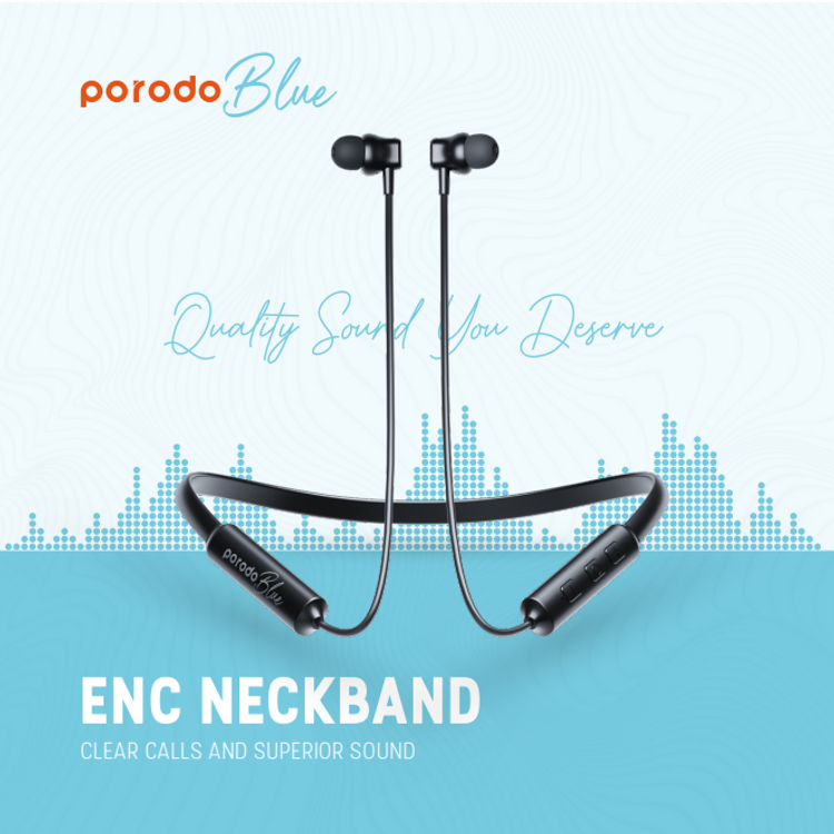 Porodo Blue ENC Neckband In-Ear Earphones