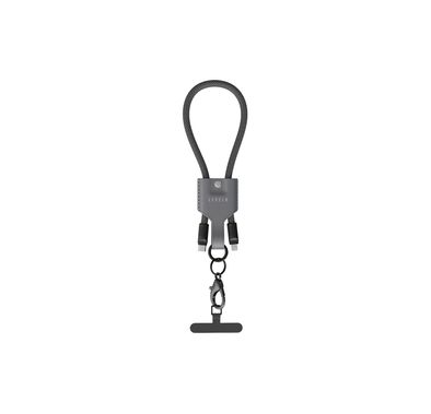 Levelo Tugo Type-C to Lightning 30W Lanyard Cable with TPE + Leather Material, 0.3m Cable Length, Data Transfer - Black/Gray