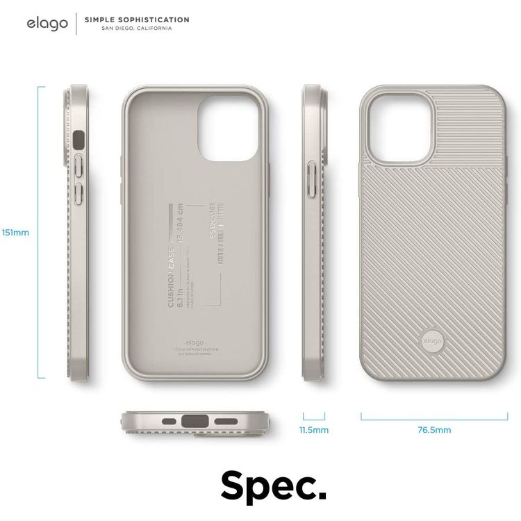 Elago TPU Cushion Case Compatible for iPhone 12/12 Pro (6.1") - Stone