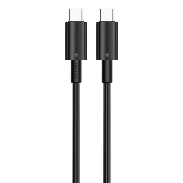 شاحن حائط ثنائي المنفذ من Porodo في المملكة المتحدة مع كابل USB-C إلى USB-C، PD 20 وات، QC 20 وات، حماية من الحرارة الزائدة، طول الكابل 1.2