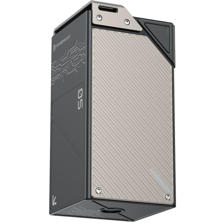Powerology 50000mAh Power Bank with 65W Power Delivery, Built-in Safeguards, Simultaneous Charging, Display Panel, 0% - 60% Charge in 30 Minutes - Black