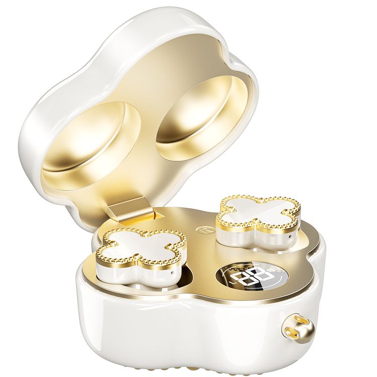 Porodo Soundtec Chic True Wireless Earbuds with ENC, Up to 4.5 Hours Working Time, Bluetooth Version 5.4, 10m Transmission Range, Omnidirectional Microphone, Immersive Audio, Ergonomic Fit, Includes 18cm Chain - White