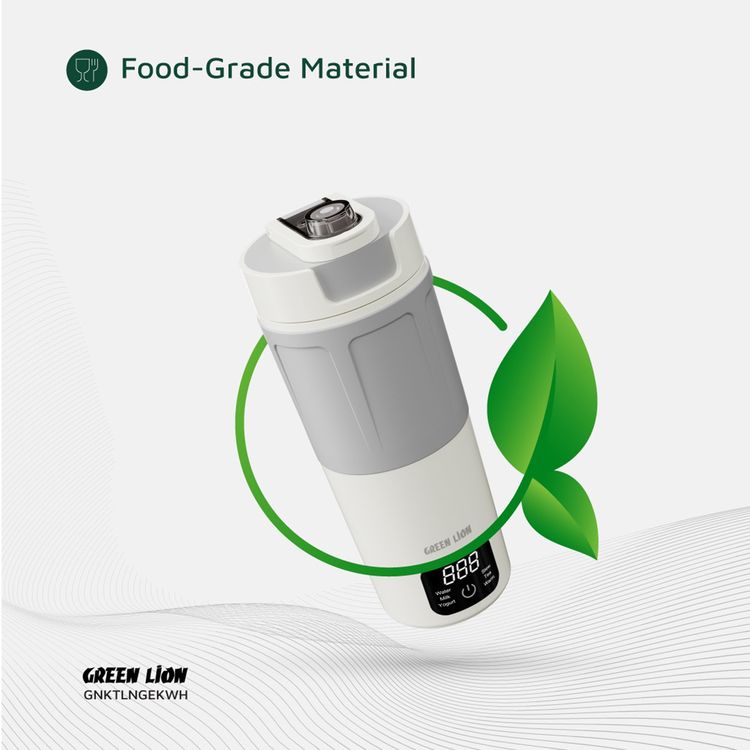 Green Lion Kettle & Go 600mL Electric Kettle with 300W Power, 6 Preset Functions, Type-C Power Input, 7-8 Minutes Heating Time, PP & Stainless Steel 304 Material, Touch Control, Auto Shut Off, Keep Warm Mode - White