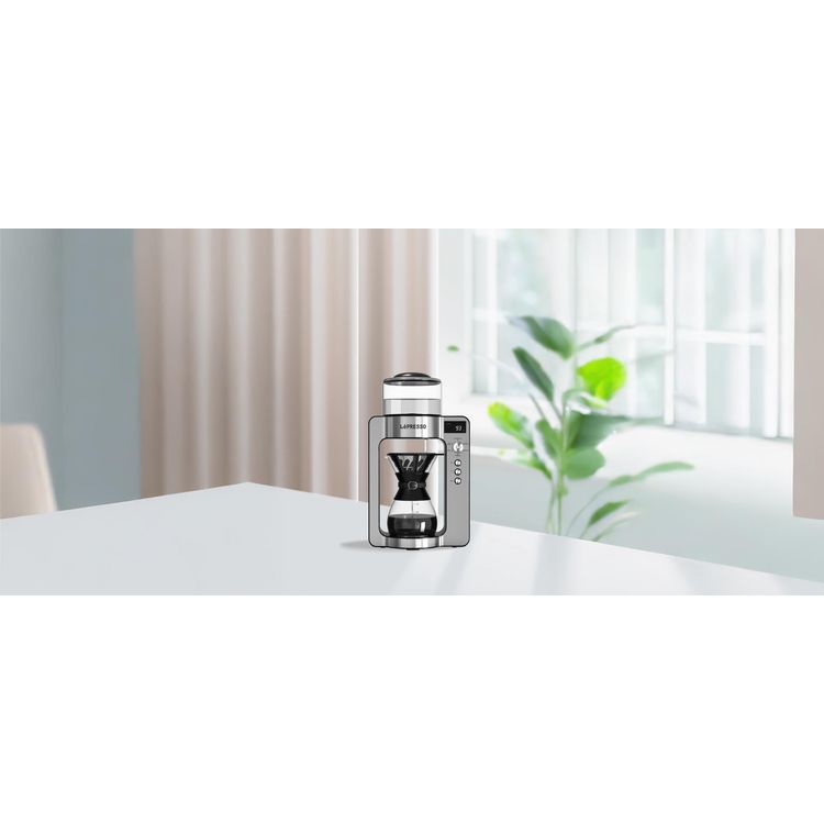 LePresso Dual Mode Coffee Drip Machine with Automatic Descaling, Customized Setting, 650mL Glass Carafe Capacity, 1L Water Tank Capacity, UK 3-Pin Plug, Golden Cup Standard - Silver
