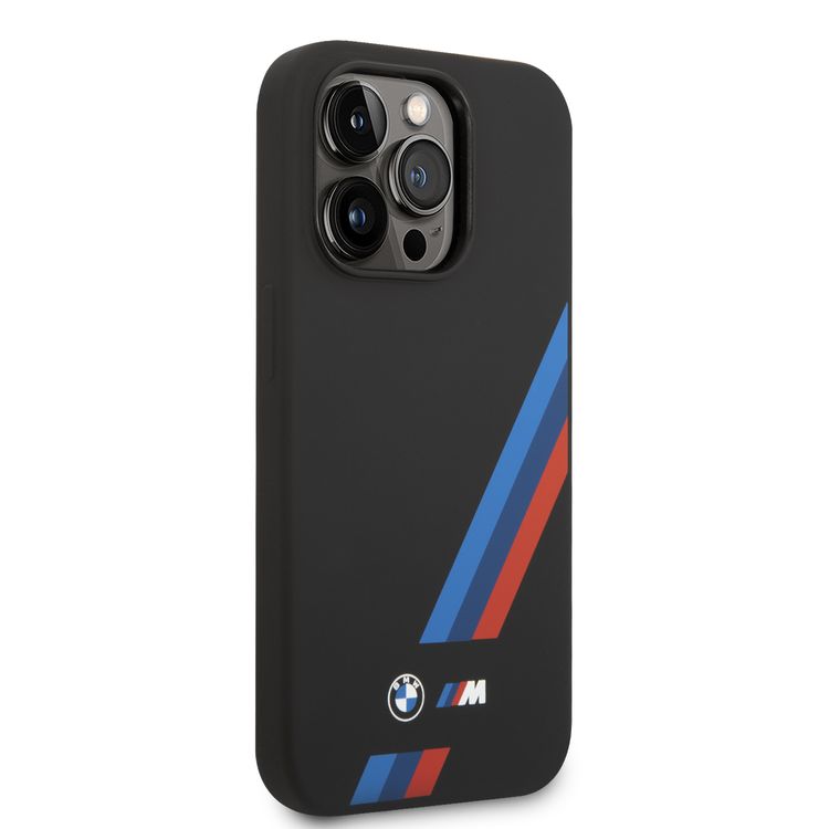 BMW M Silicone Case with Slanted Strips for iPhone 15 Pro Max