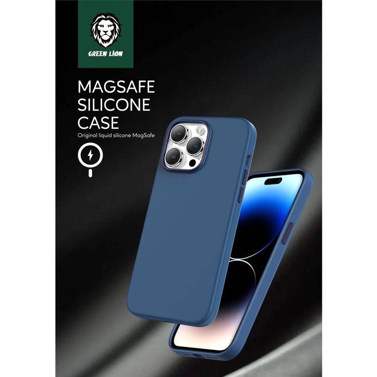 Green Lion MagSafe Silicone Case iPhone 14 Pro Max - Blue