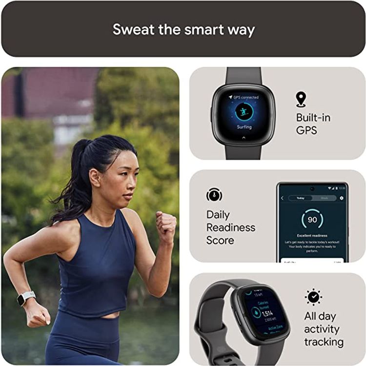 Fitbit Sense2 Fitness Wristband Heart Rate Tracker - Shadow Grey/Graphite Aluminum