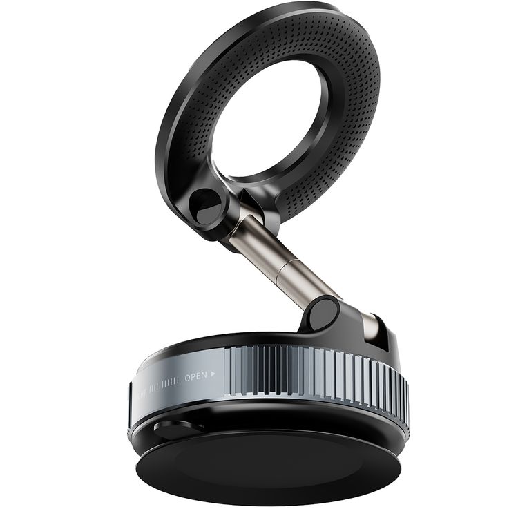 Porodo Vacuseal Rotate-Lock MagSafe Mount with N52 Magnets, Adjustable Viewing Angle, One-Hand Operation, Strong Suction, Horizontal & Vertical Modes - Black