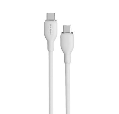 Porodo USB-C to USB-C Fast Charging & Data Cable, TPE Material, 48V Rated Voltage, Universal Compatibility, Tangle-Free Design, 240W Rated Power, 1m Cable Length - White