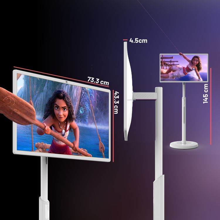 باورولوجي شاشة أندرويد ذكية مقاس 32 بوصة بسعة بطارية 15000 مللي أمبير، كاميرا 13 ميجابكسل، نظام تشغيل أندرويد 13، دقة شاشة 1920 × 1080 بكسل - باللون الأبيض.