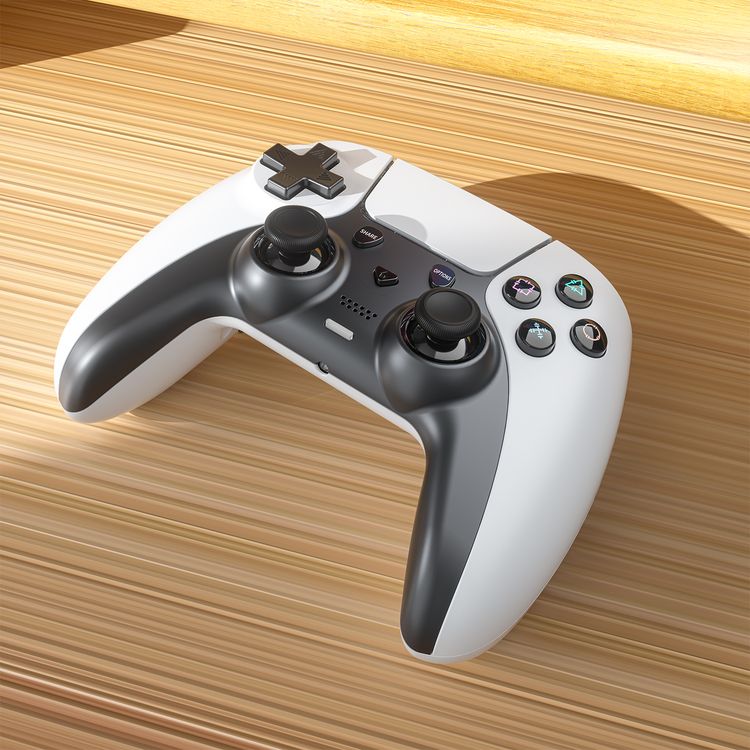 Porodo Gaming PS4 Wireless Gamepad Controller with Macro & Turbo Keys, 7 Hours Working Time, PS4, PS3 & PC Compatibility, RGB Lights, 600mAh Battery Capacity - White / Black