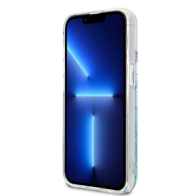 CG MOBILE Guess Liquid Glitter Case with 4G Pattern Gradient Background for iPhone 13 (6.1") Shock Absorption & Drop Protective Suitable with Wireless Chargers Officially Licensed Iridescent